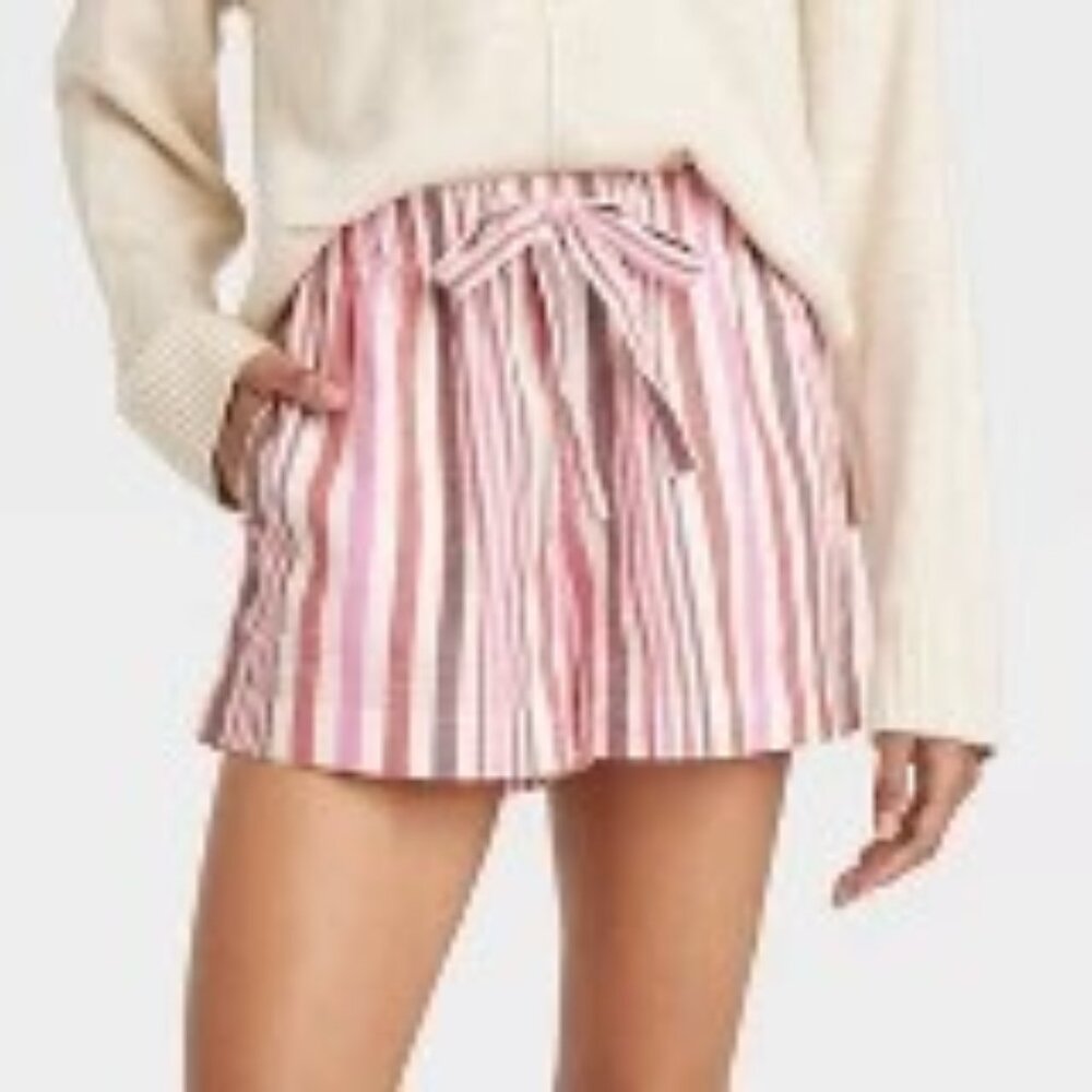 Women's Striped Flannel Pajama Shorts - Auden™ Red/Pink XXL